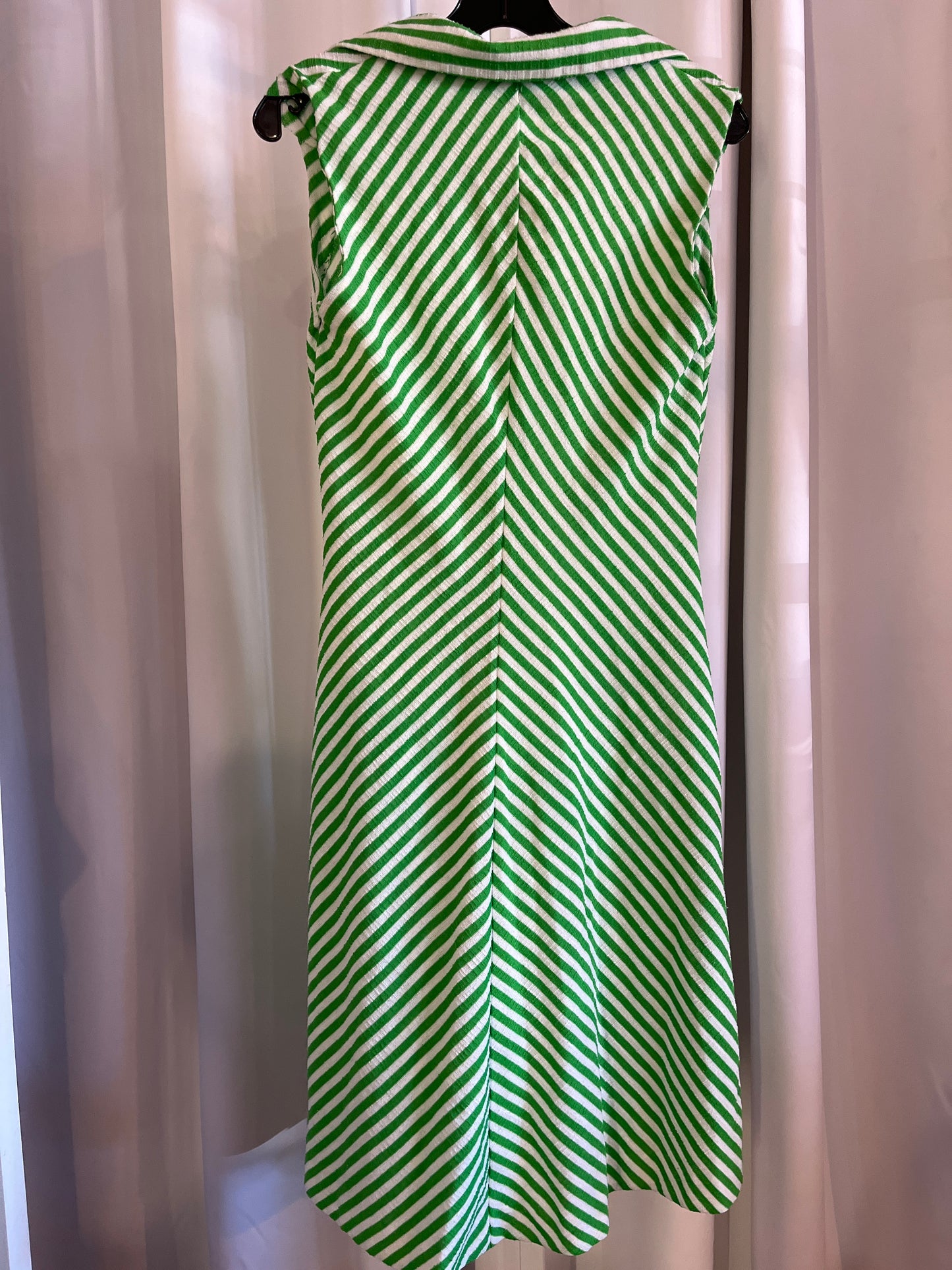1970s Green and White Striped Dress