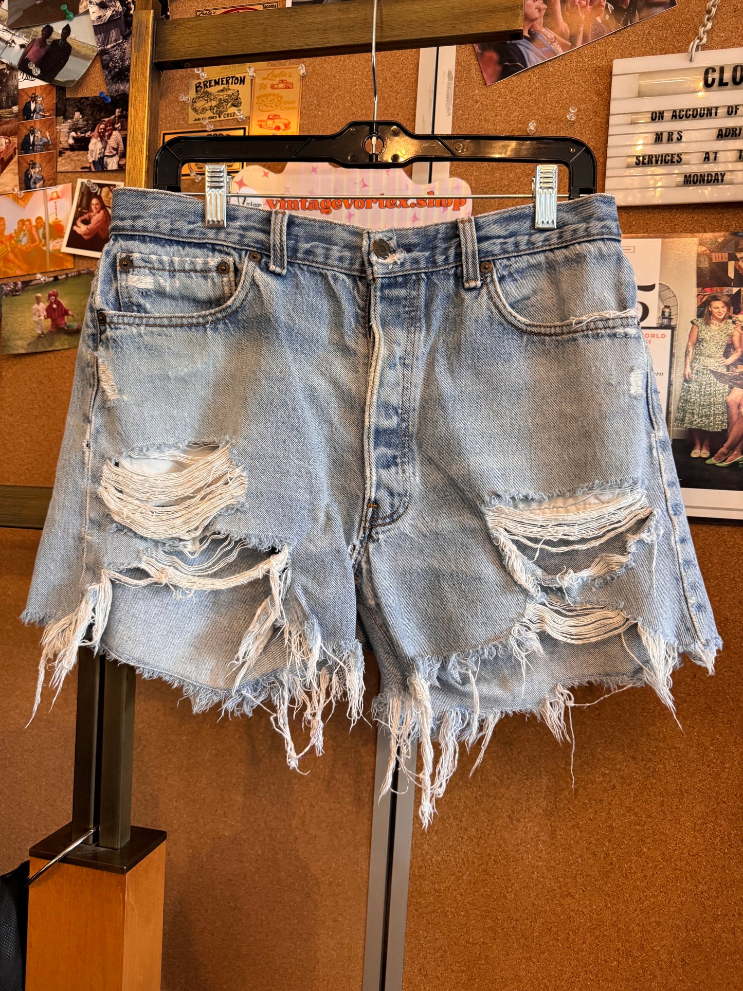 1980s Levi's Distressed Light-Wash Denim Shorts