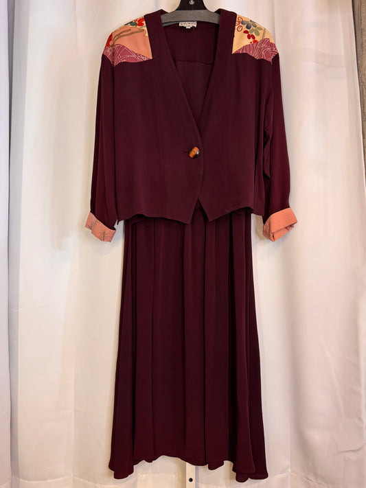 1990s Kimono Inspired Maroon Set
