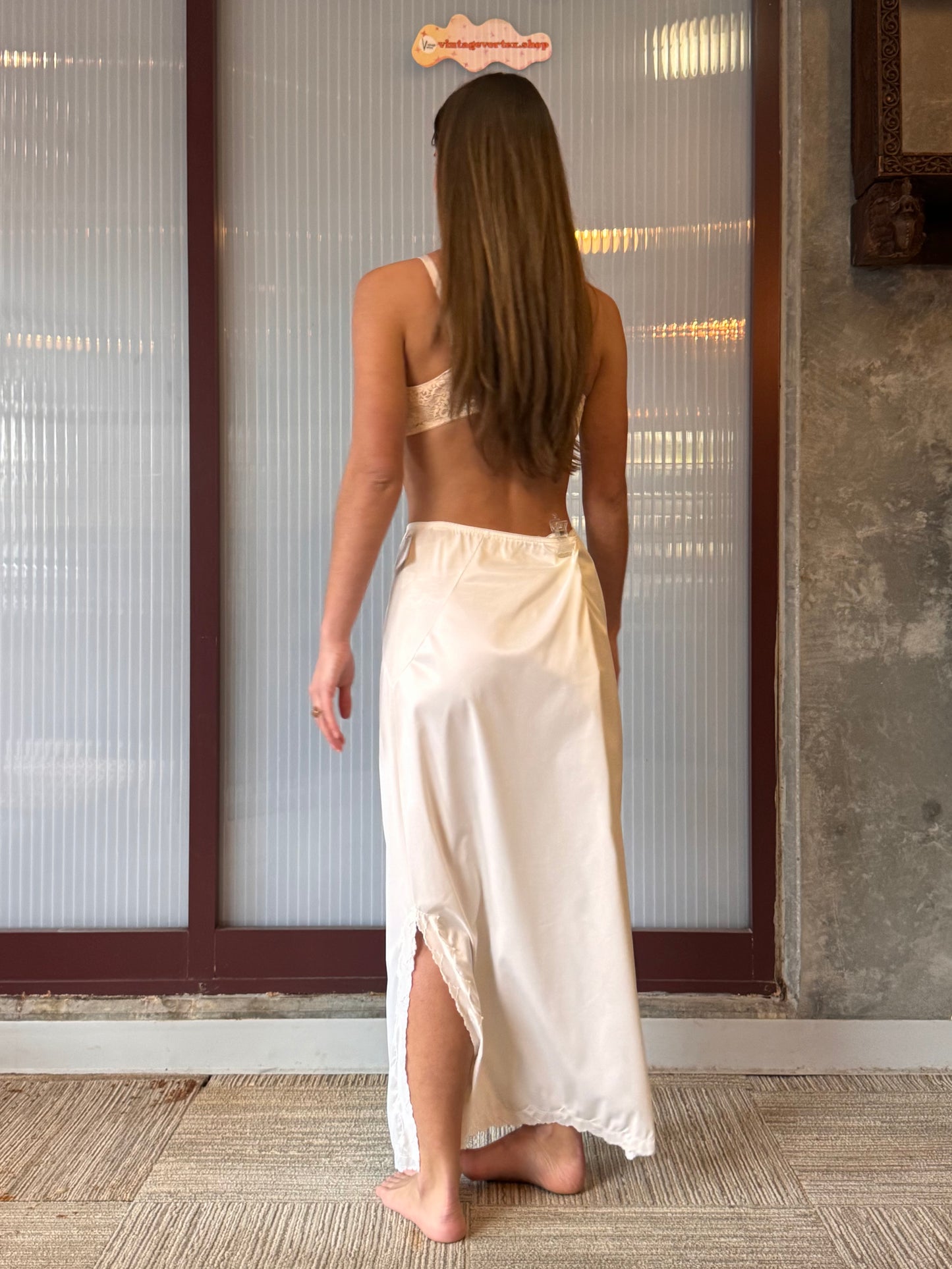 1960s Long White Skirt Slip