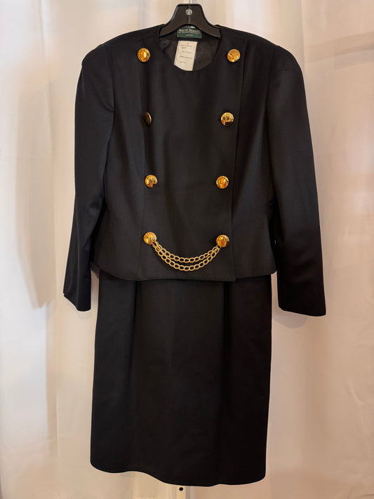 1980s Black & Gold Buttoned Suit Set