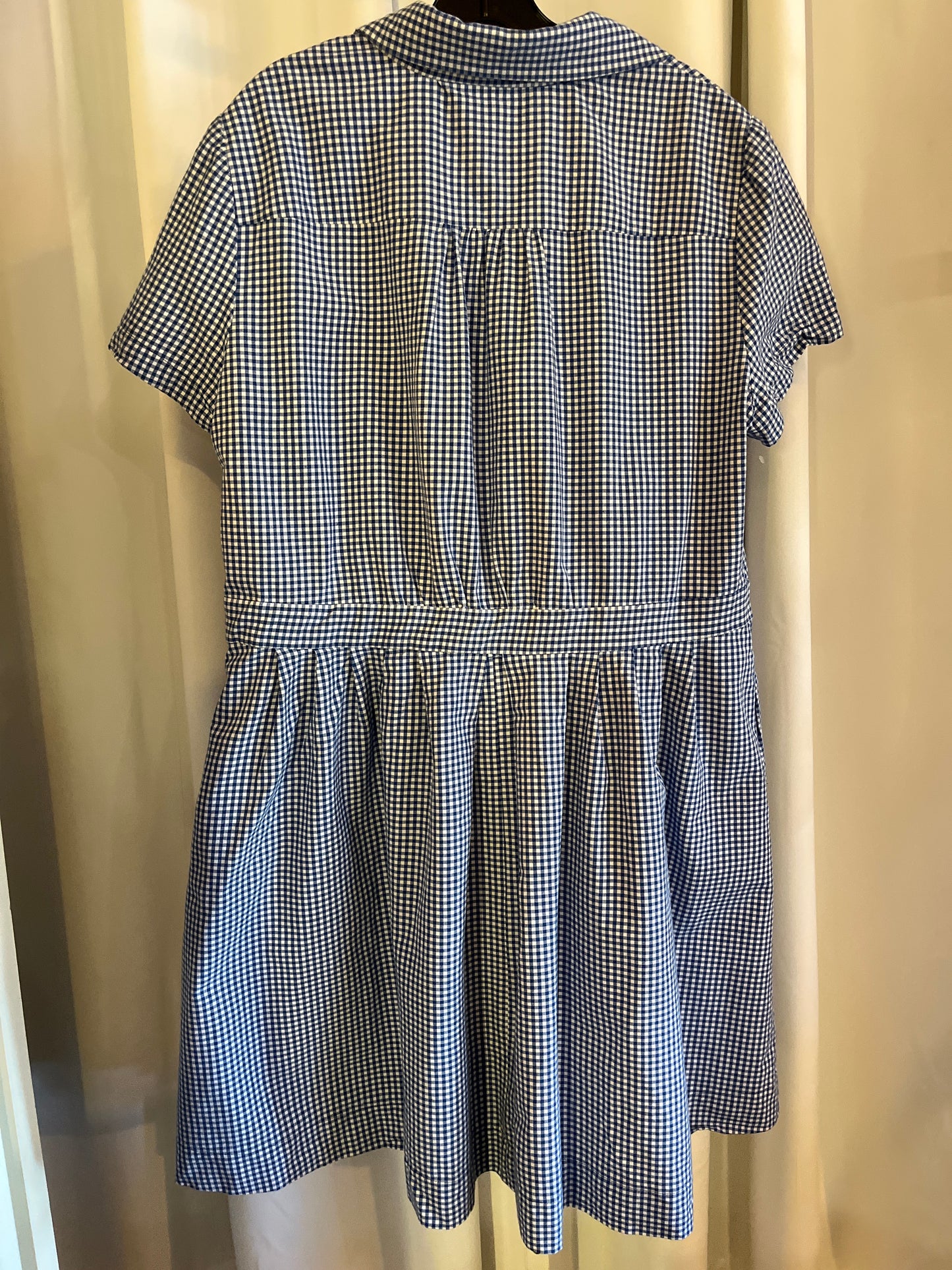 Blue Gingham Check Button Up Dress