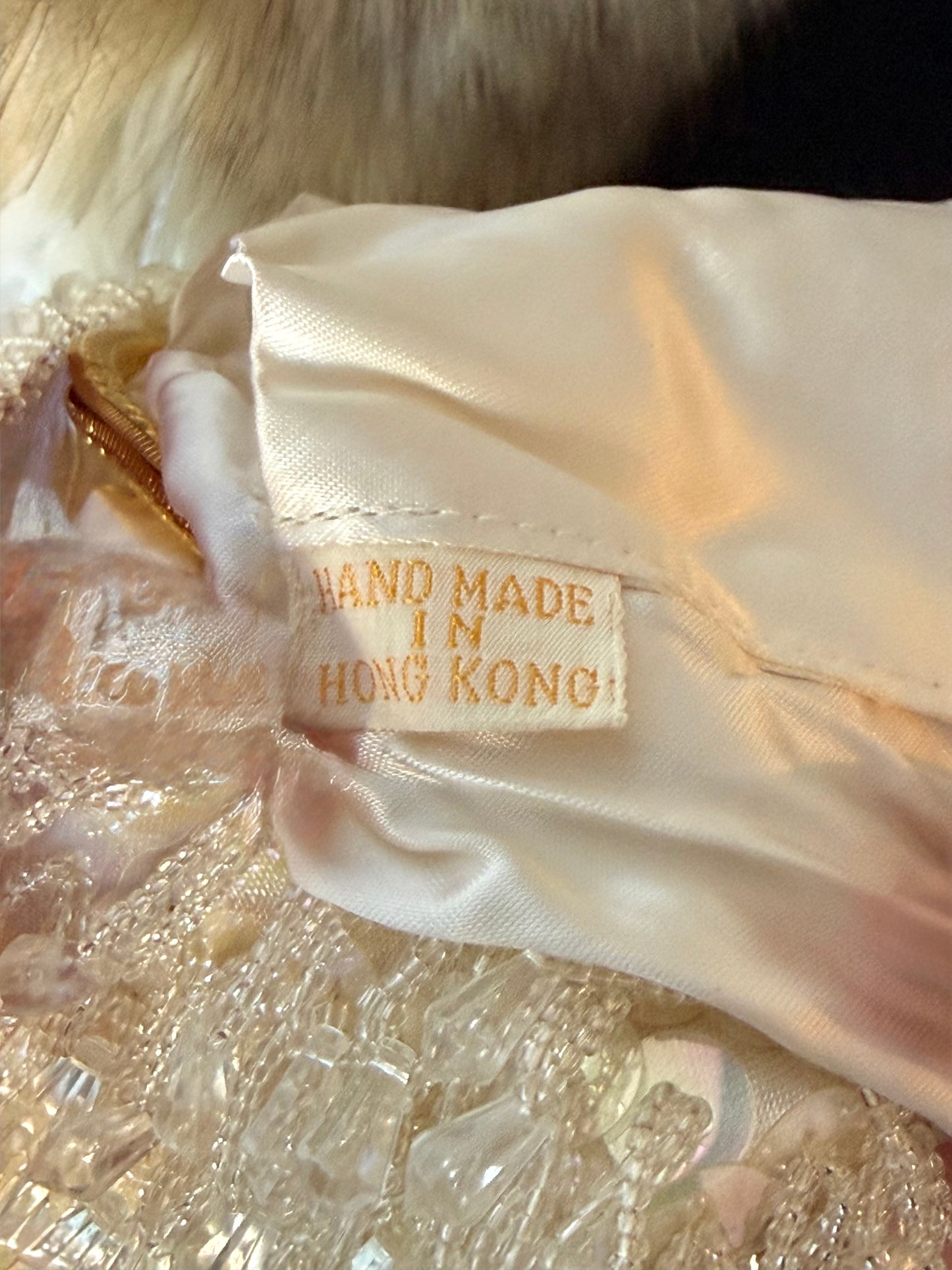 White Crystal Beaded Evening Handbag