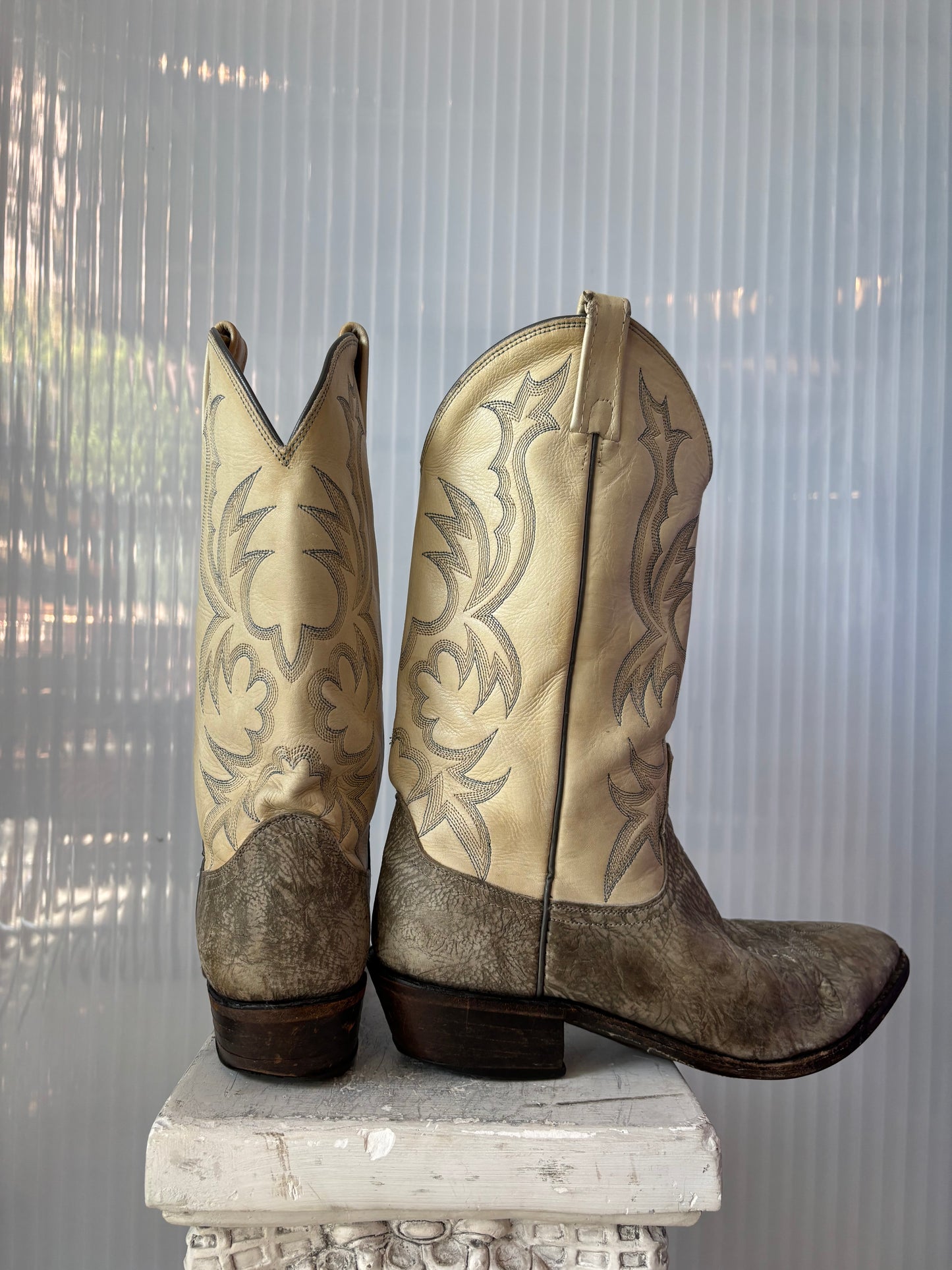 Dan Post 2-Tone Tan Leather Cowboy Boots 8