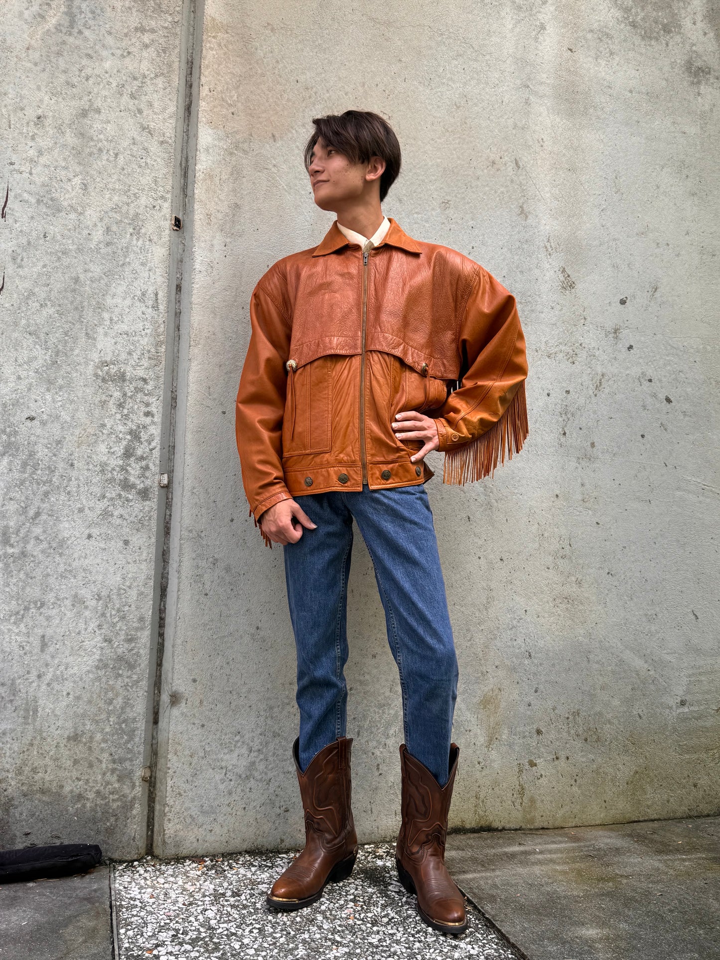 1980s M. Julian Leather Fringe Jacket