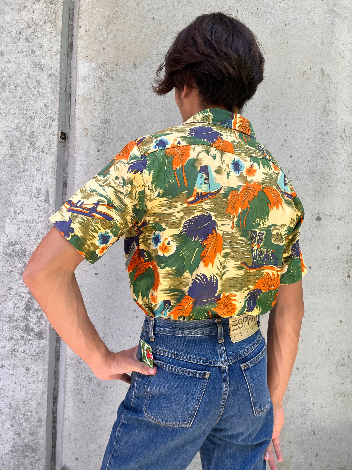 1970s Green & Orange Hawaiian Shirt