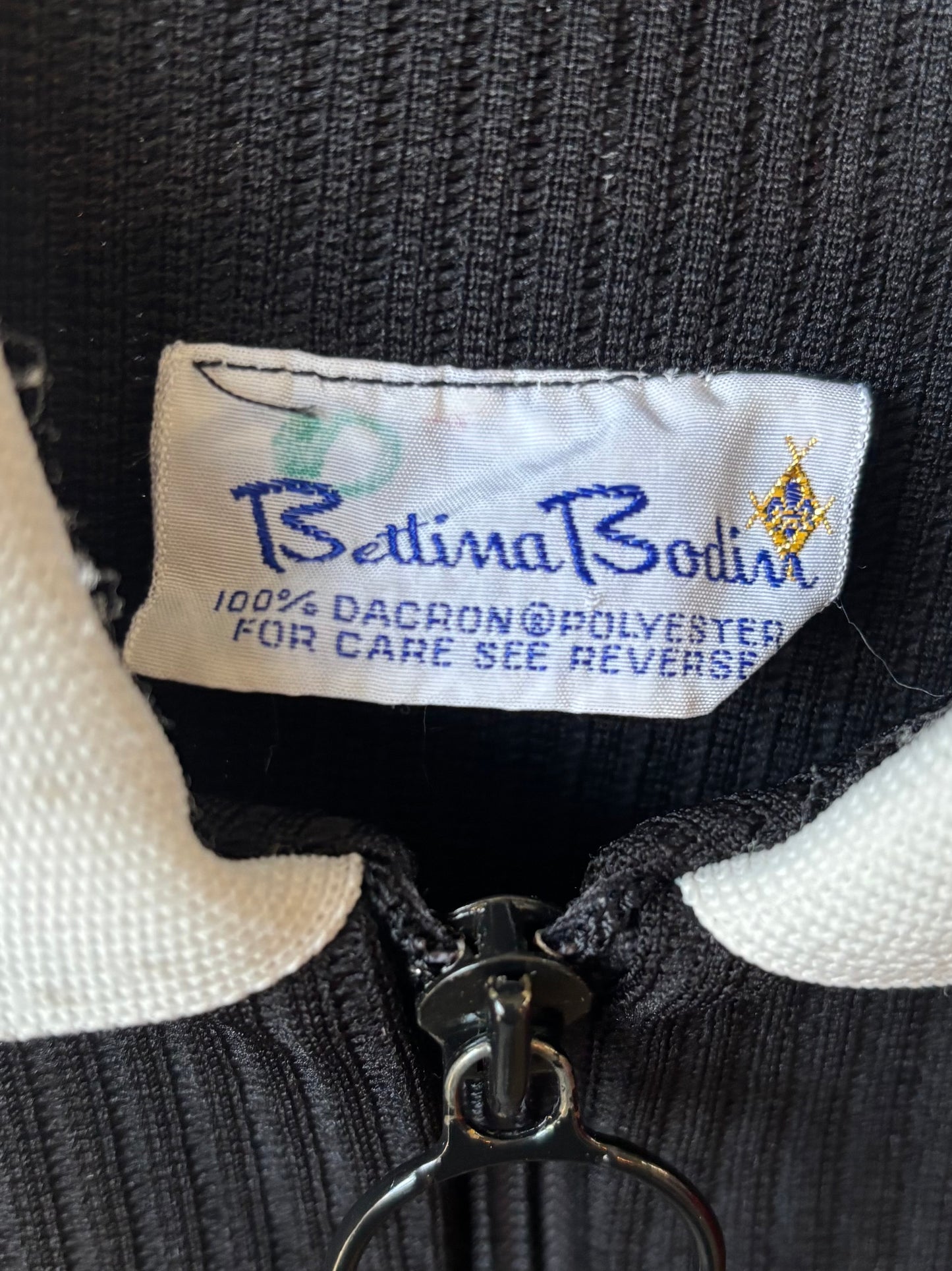 1960s Black Ribbed Zip-Up Collared Shift Dress