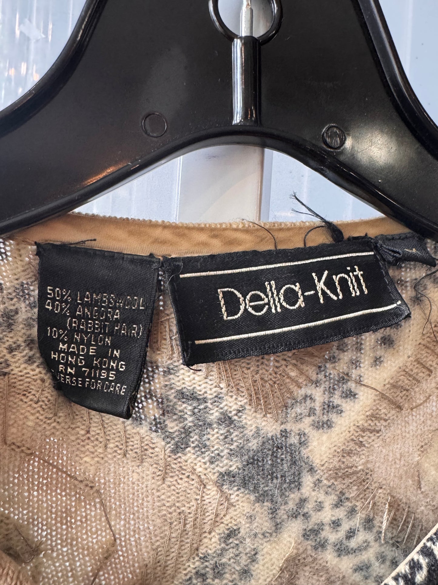1990s Beige & Black Sparkly Beaded Cardigan