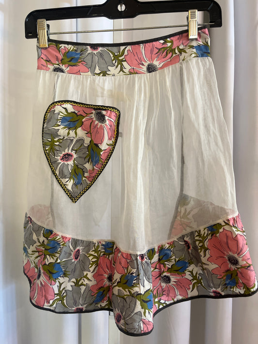 Pink, Grey and Blue Sheer floral Apron