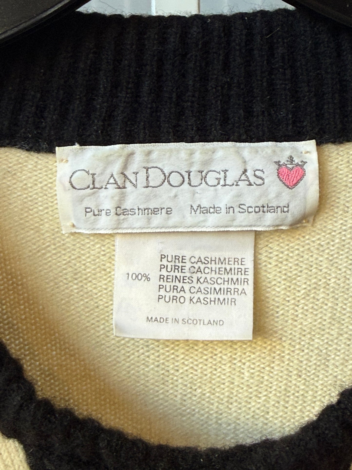 1980s Grey & White Striped Scottish Cashmere Sweater