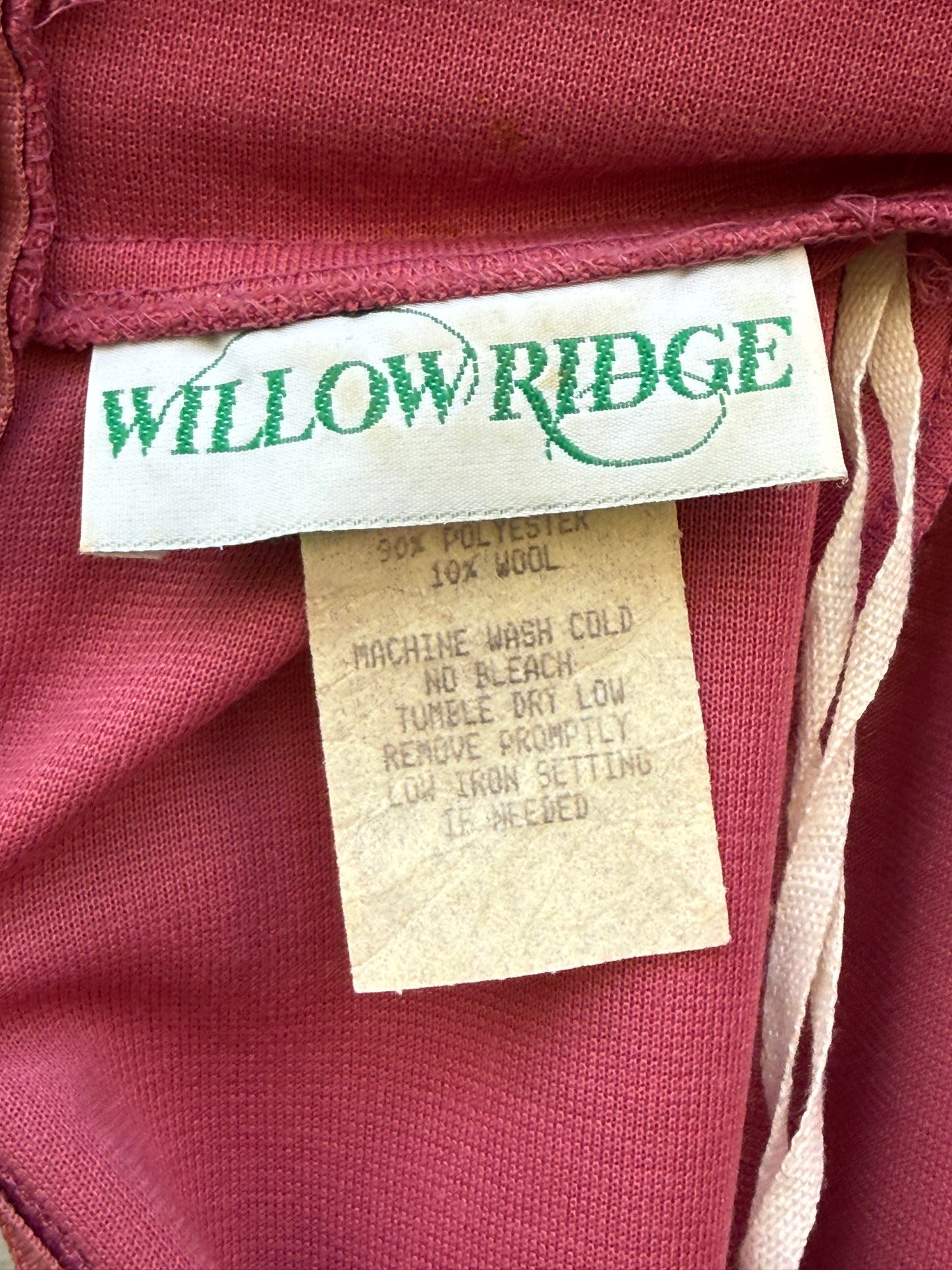 1980s Mauve Dress with Elastic Waist & Buttons Set