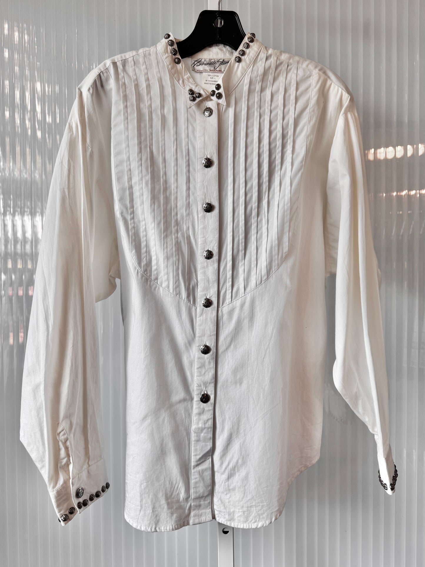 1990s White Pin-tuck Western Shirt