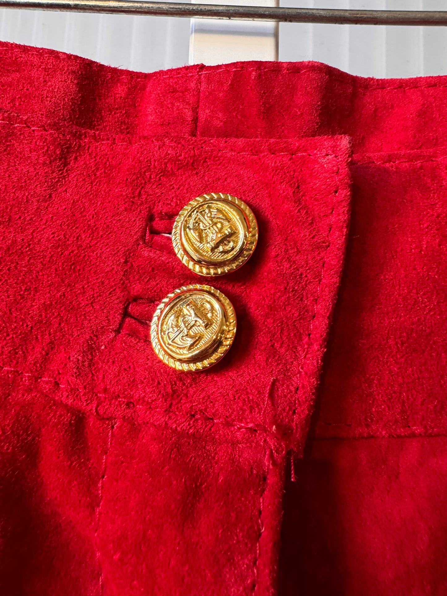 1980s Red Suede Pleated Shorts