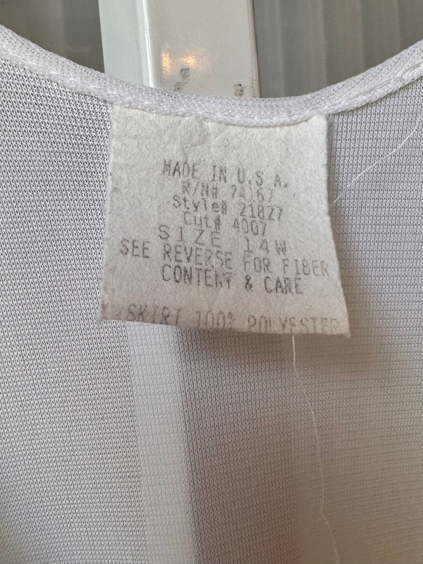 1970s White Pleated Hem Slip Dress