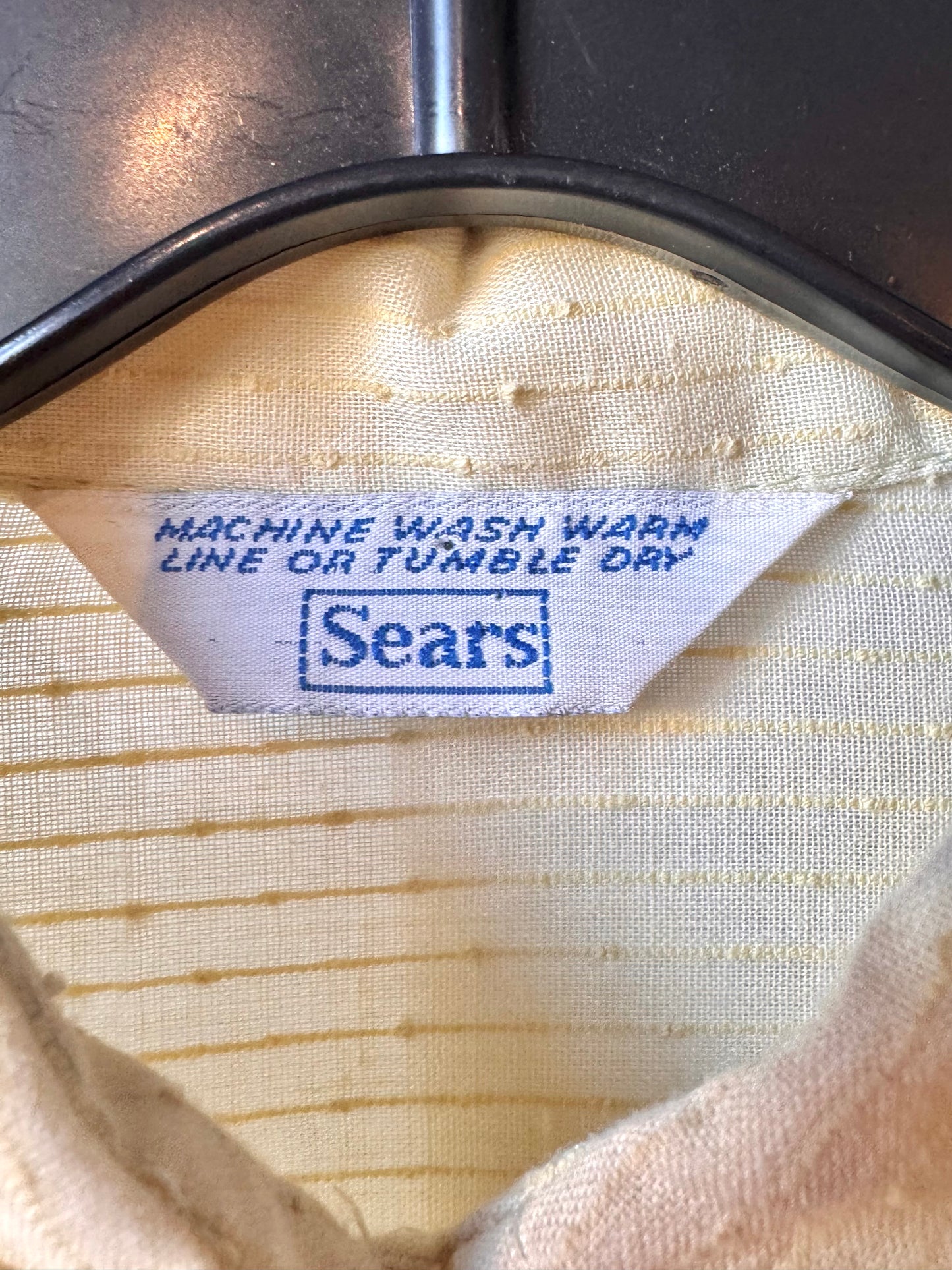 1970s Sears Butter Yellow Swiss Dot Button-Up Blouse