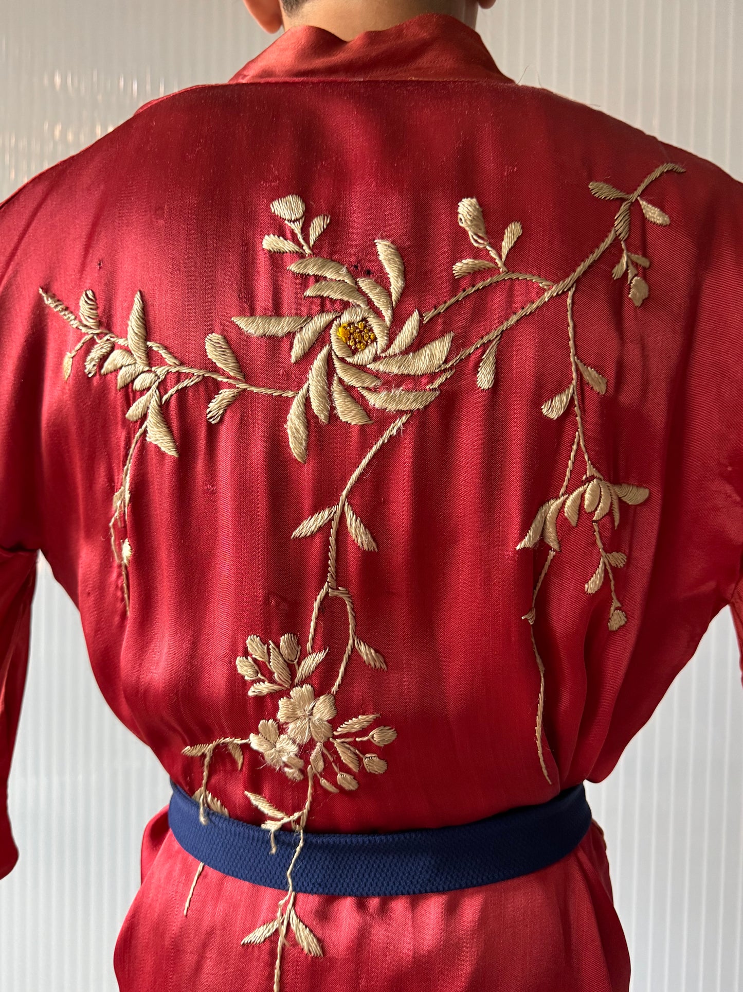 Red Floral Embroidery Yukata