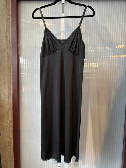 1970s Black Slip with Lace Trims