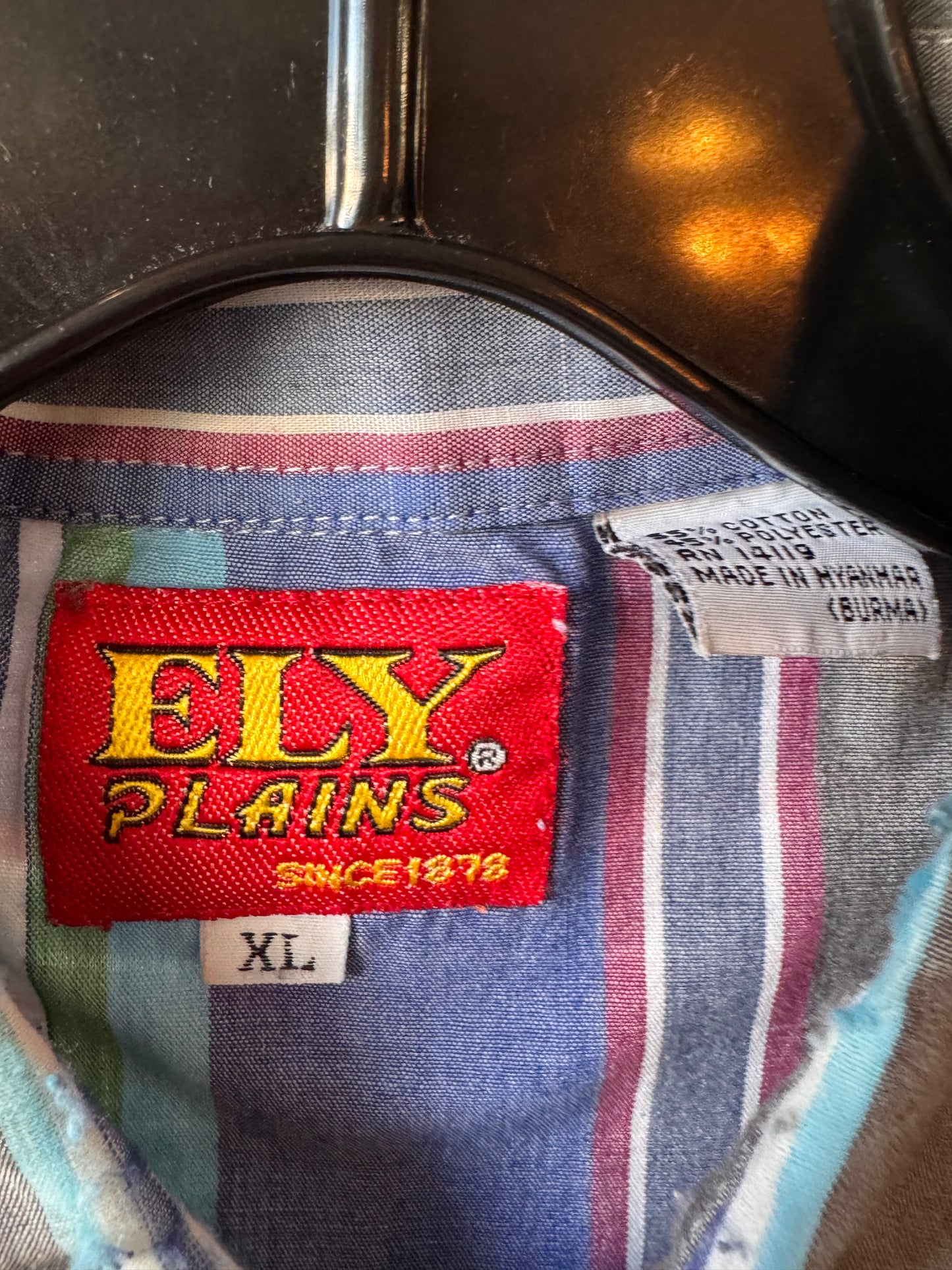 1990s Blue Multicolor Striped Pearl Snap Western Shirt