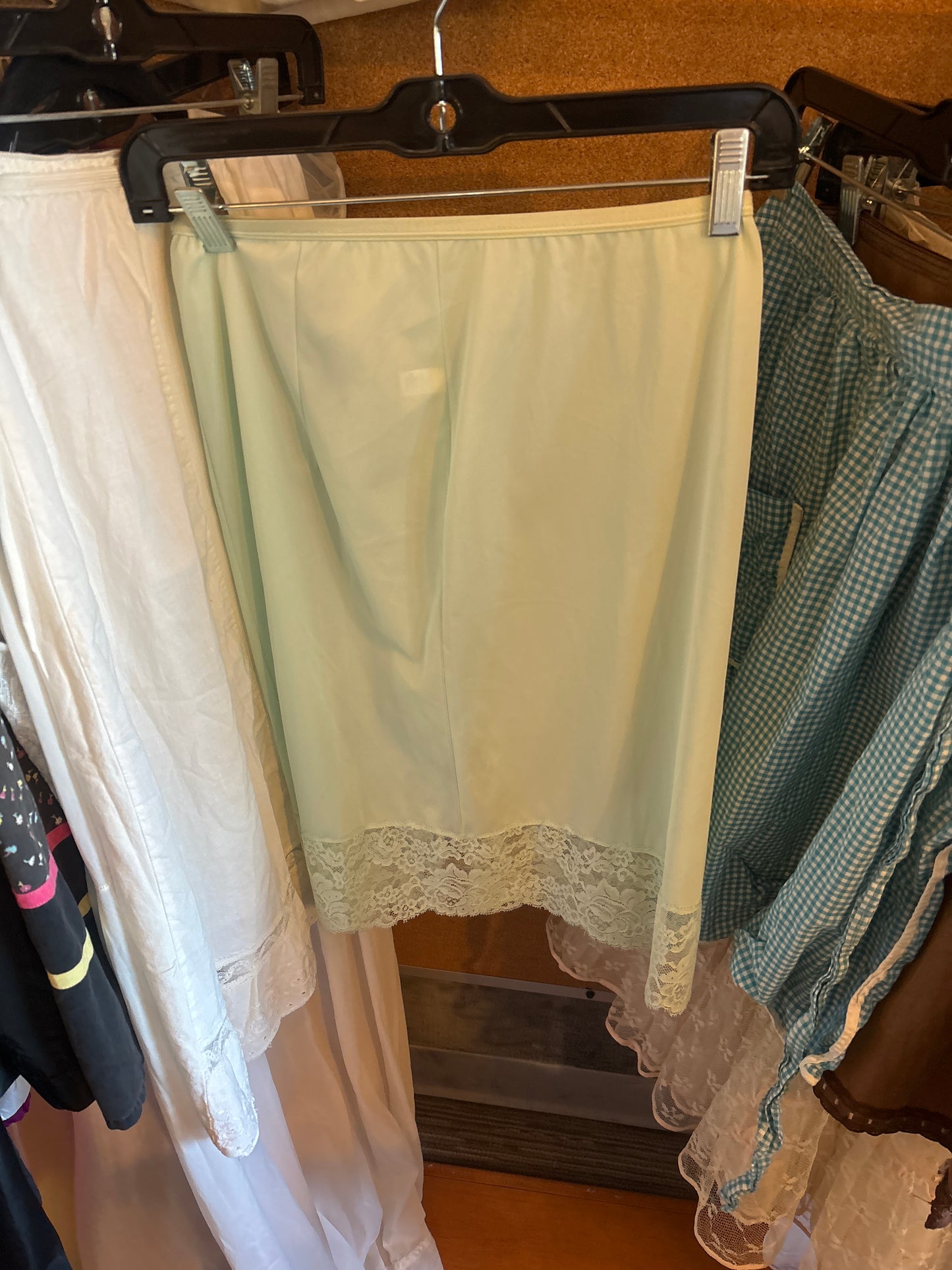 Mint Green Skirt Slip w/ Lace Hem