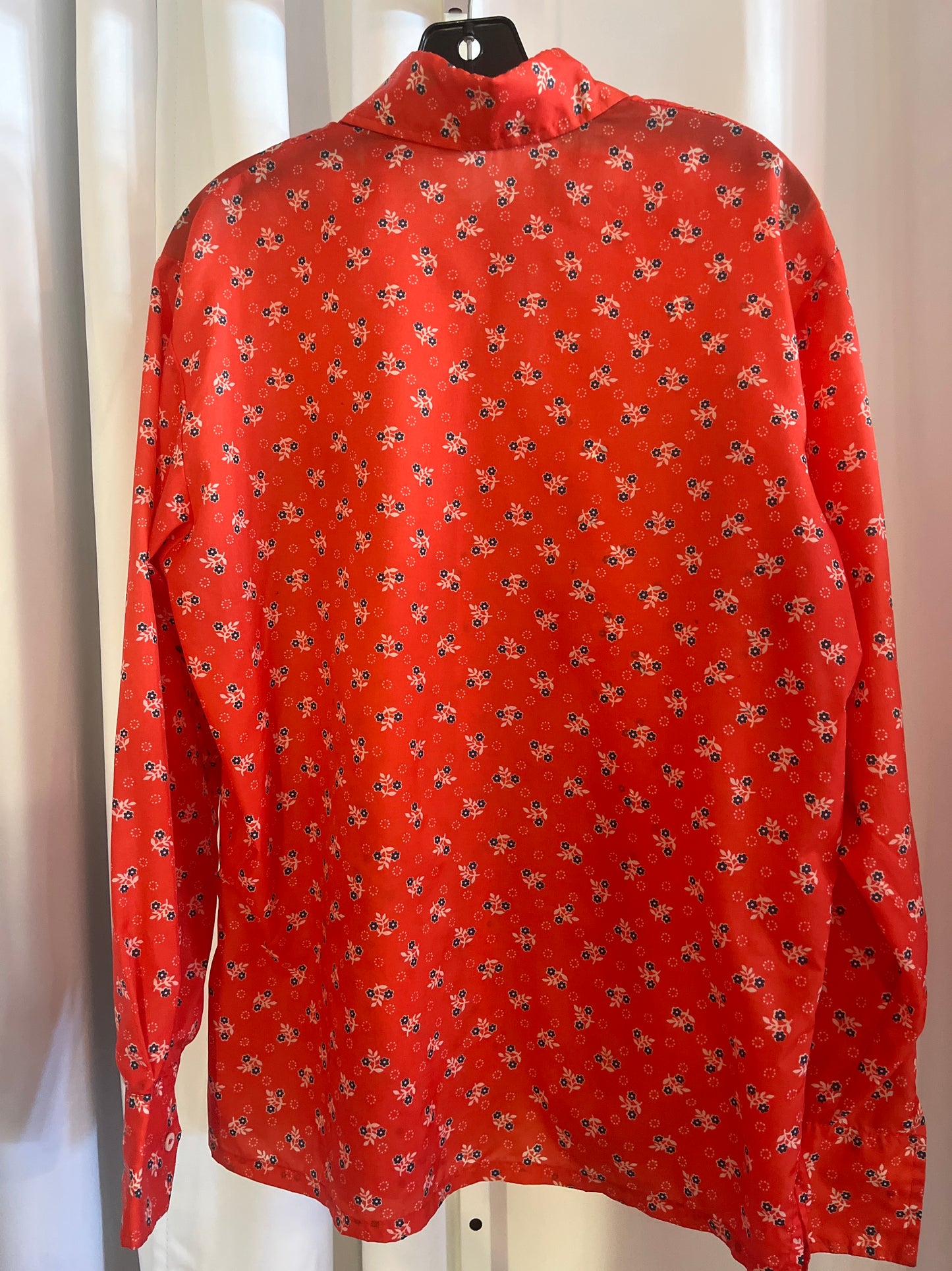 1970s Red Floral Button Up