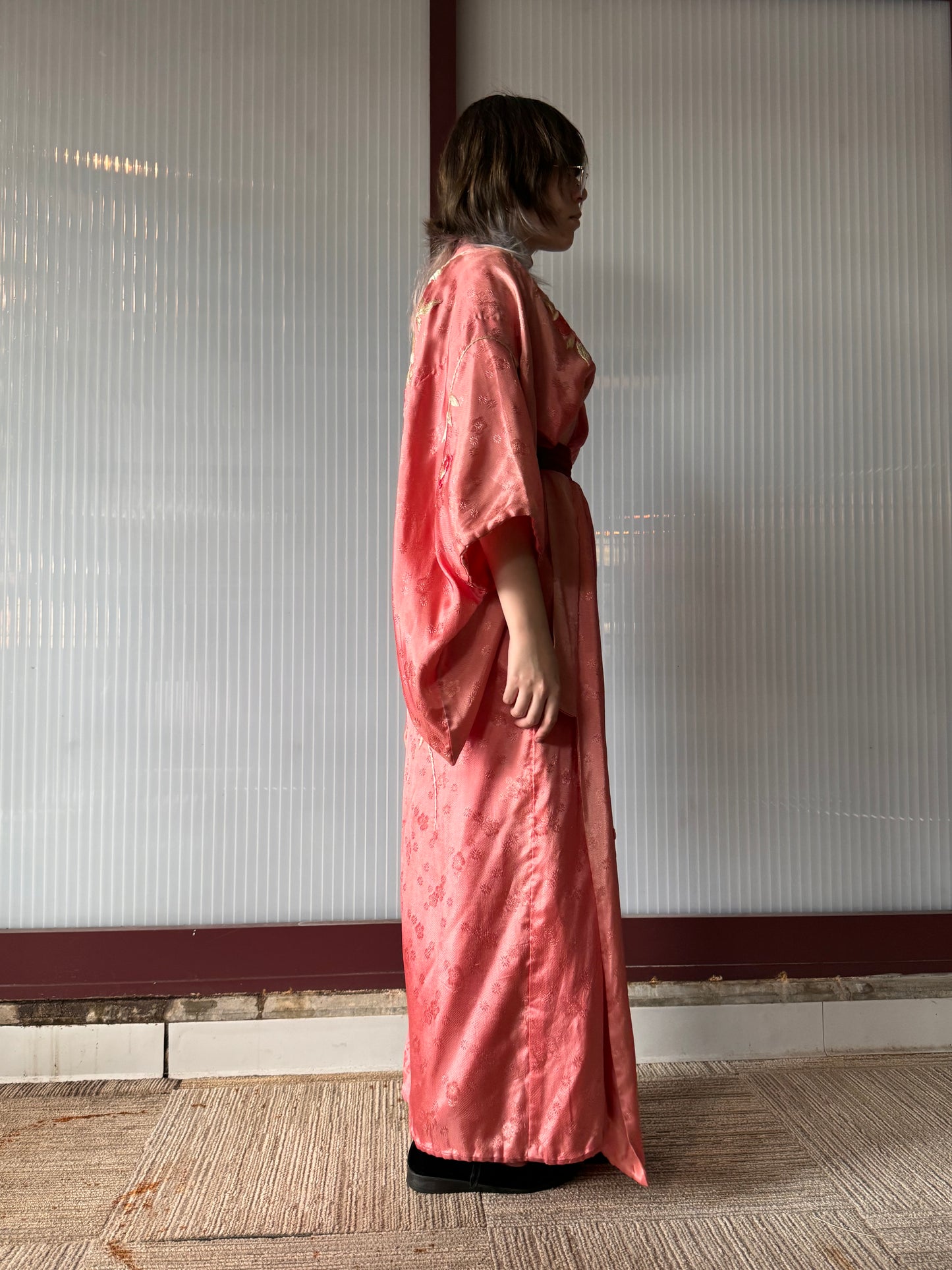 Pink Floral Embroidery Yukata