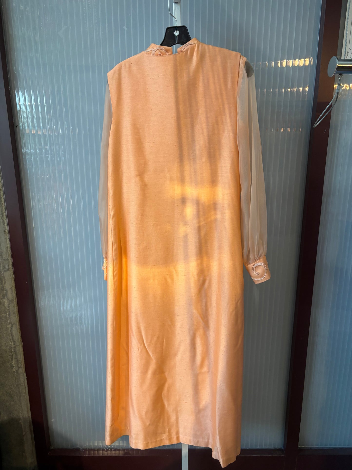 1960s Peach Hostess Dress w/ Vest