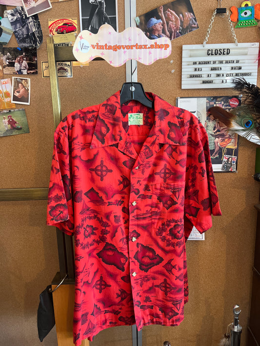 1960s Ui-Maikai Red Hawaiian Shirt