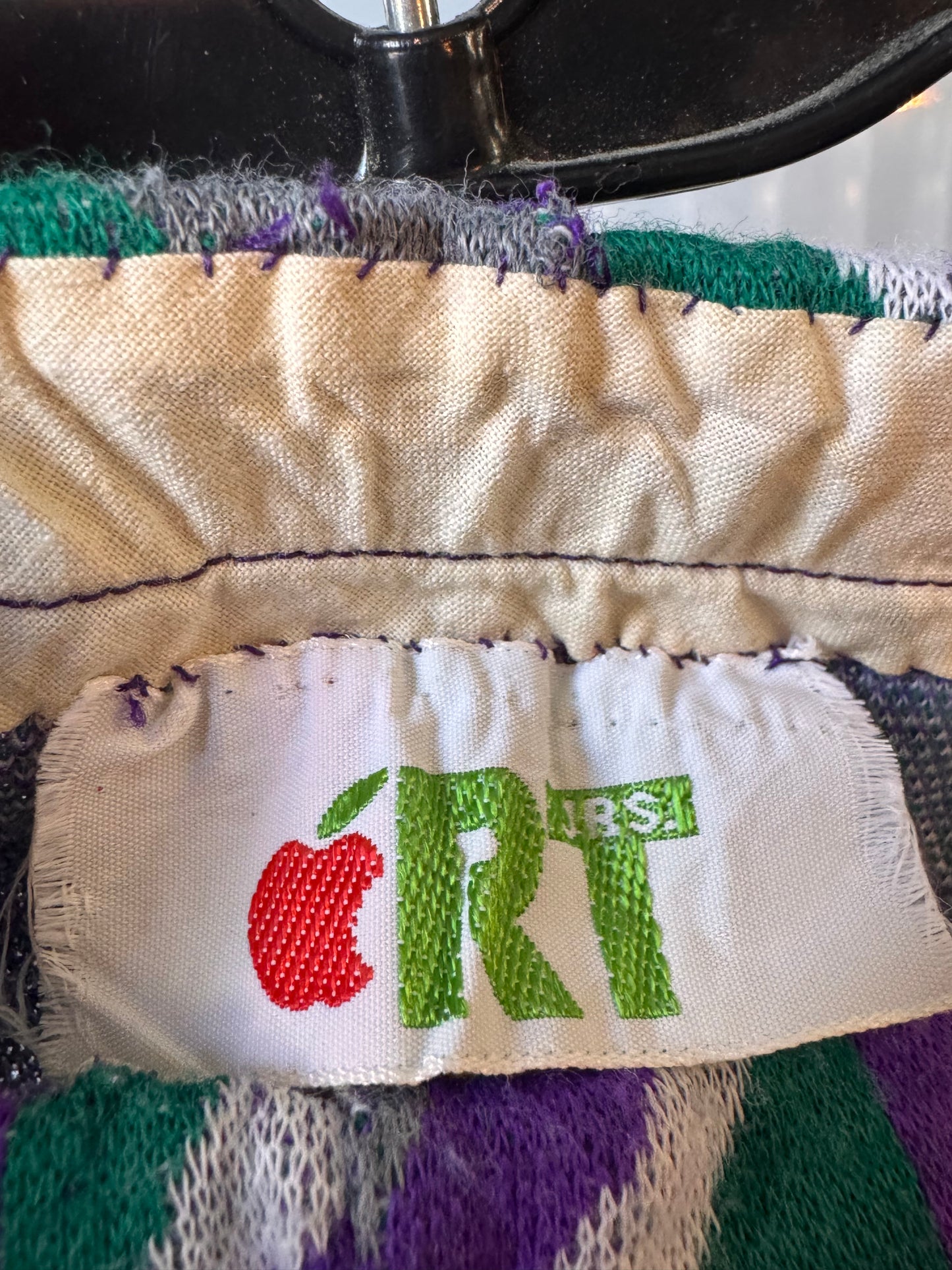 1970s Purple, Green, White, & Gray Skirt