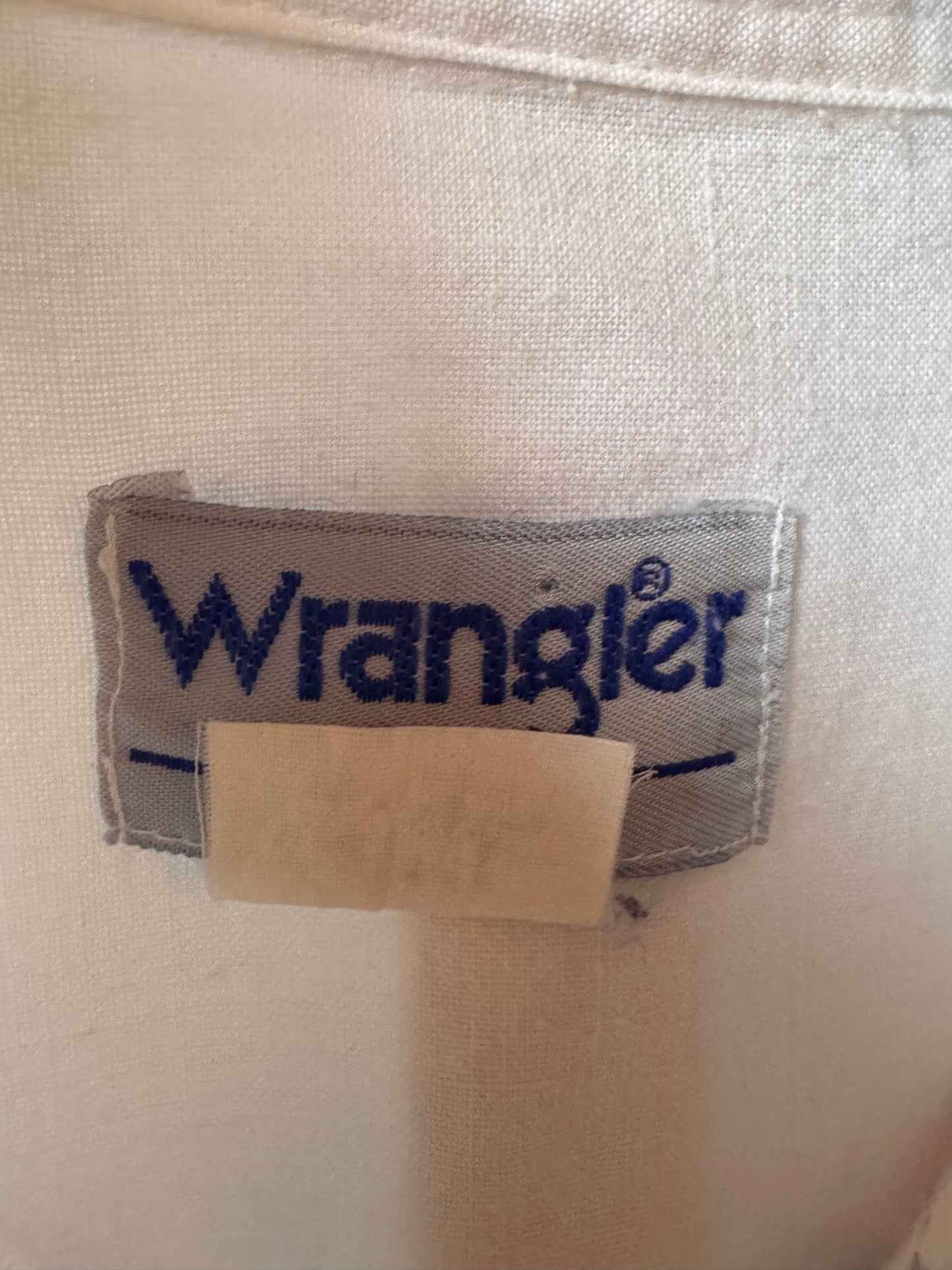 1980s Wrangler Abstract Print White Collared Shirt