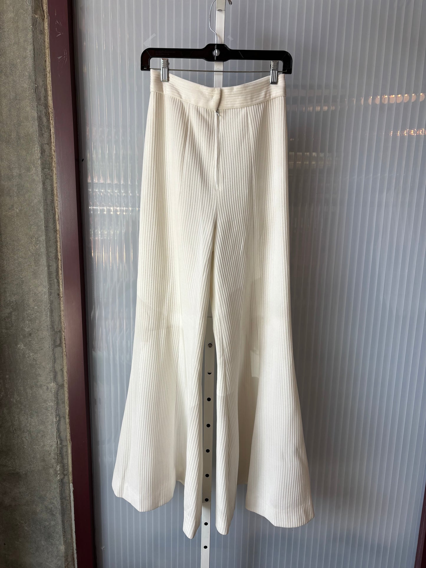 1970s White Ribbed Vest & Bellbottom Pants Set