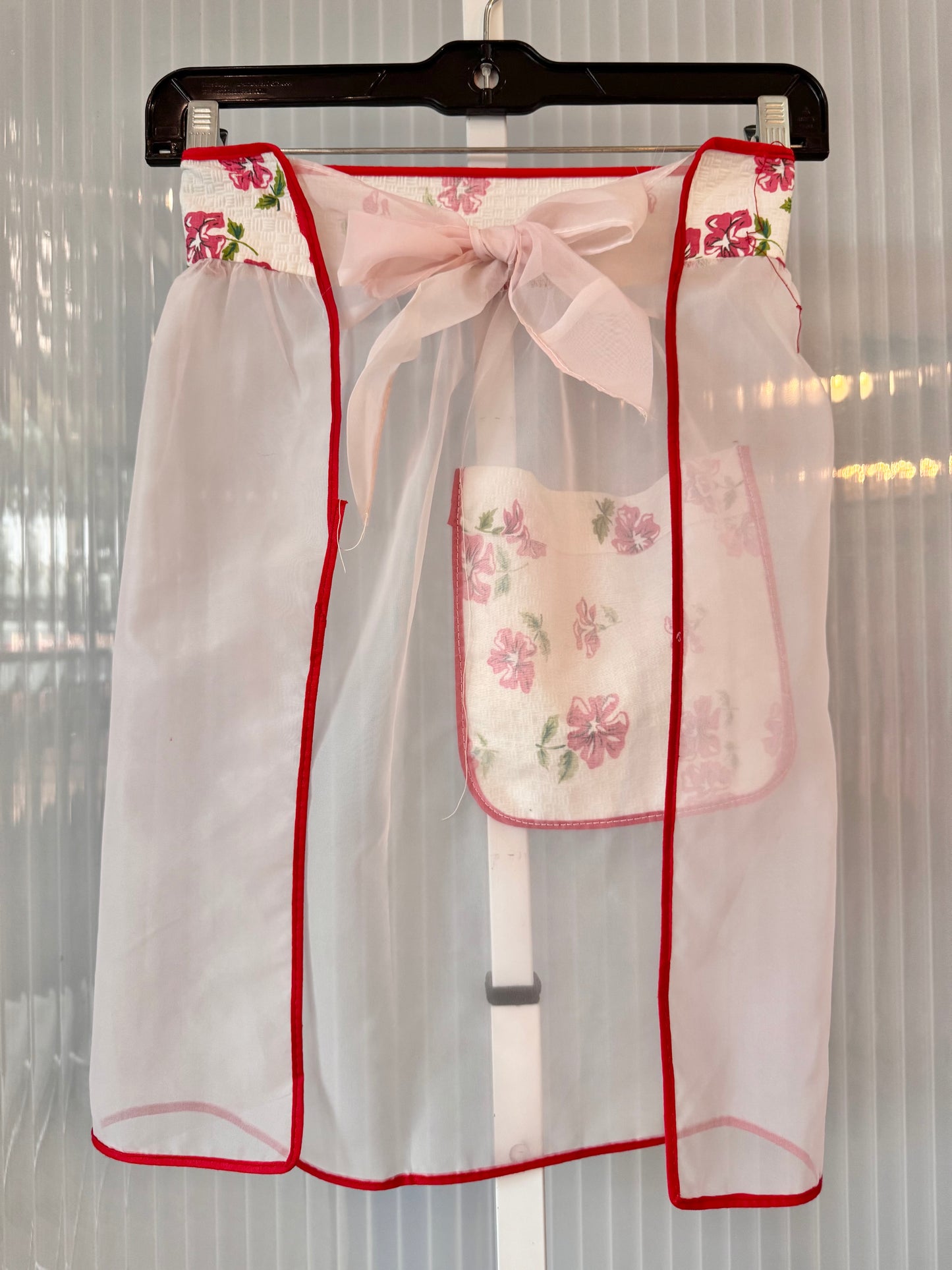 Pink & Red Floral Sheer Apron