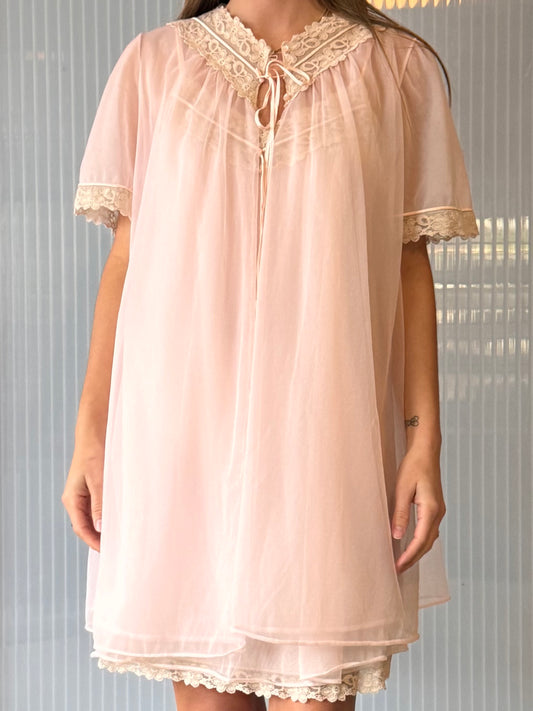 1960s JC Penneys Gaymode Pink 2-piece Peignor Set