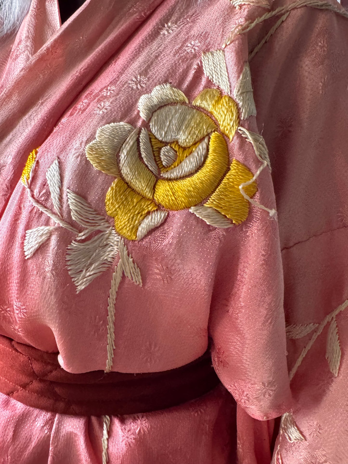 Pink Floral Embroidery Yukata