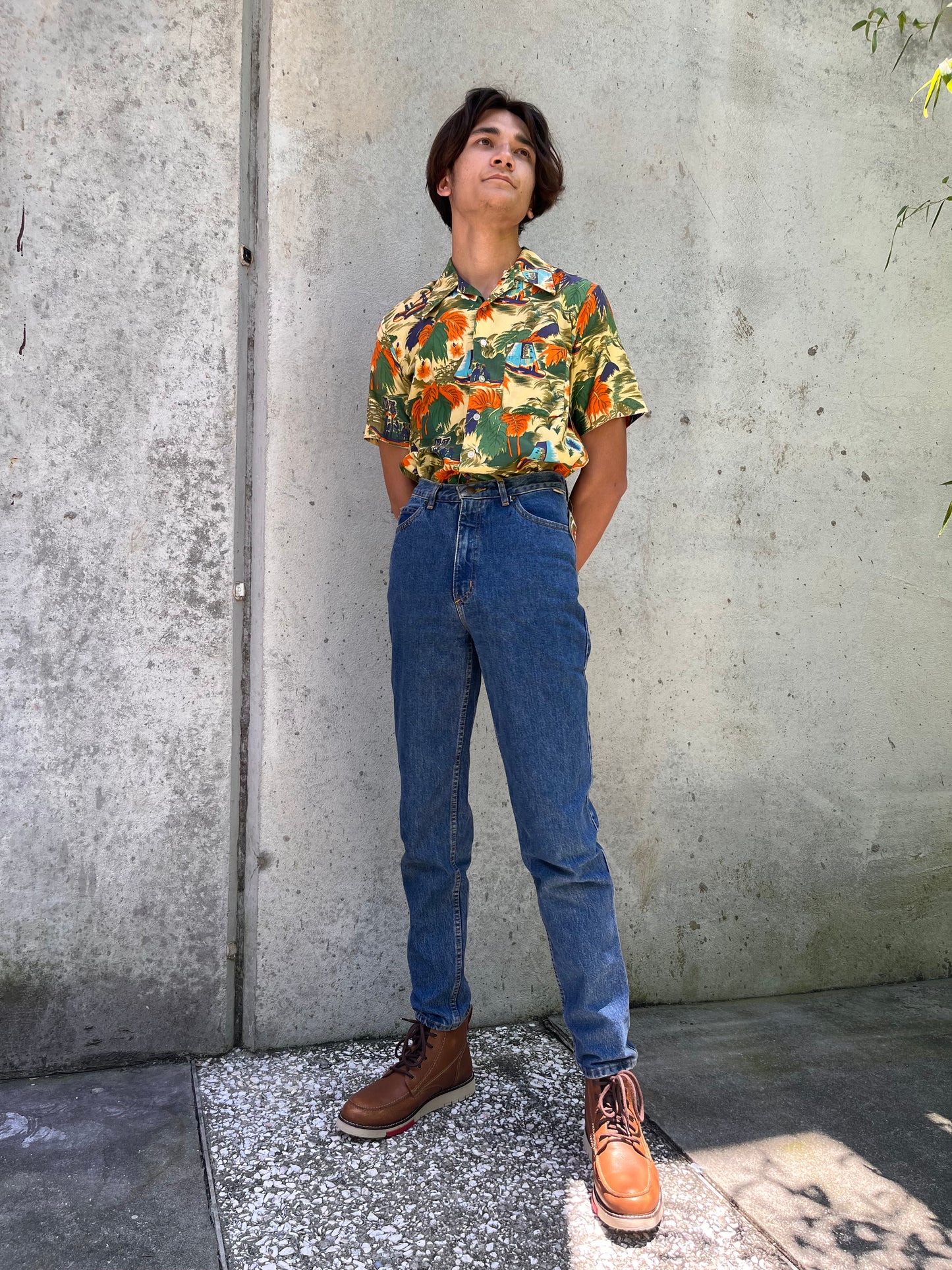 1970s Green & Orange Hawaiian Shirt