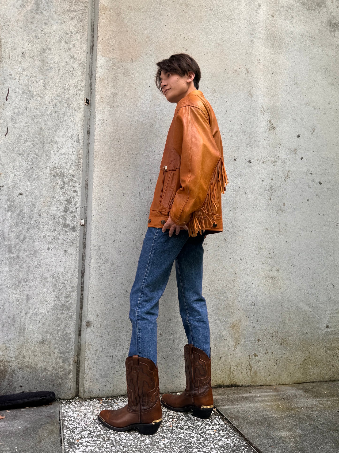 1980s M. Julian Leather Fringe Jacket