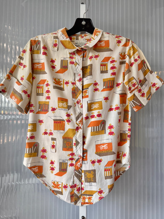 1950s Orange Match Book Button-Up Shirt