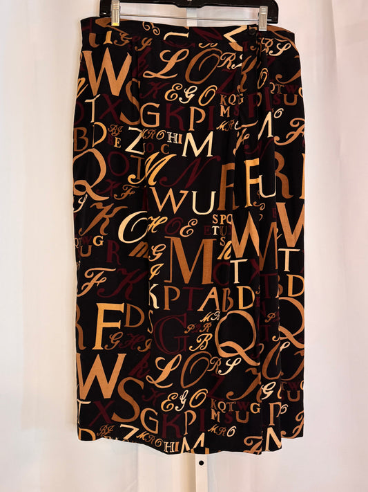 1990s Black & Brown Typeface Skirt