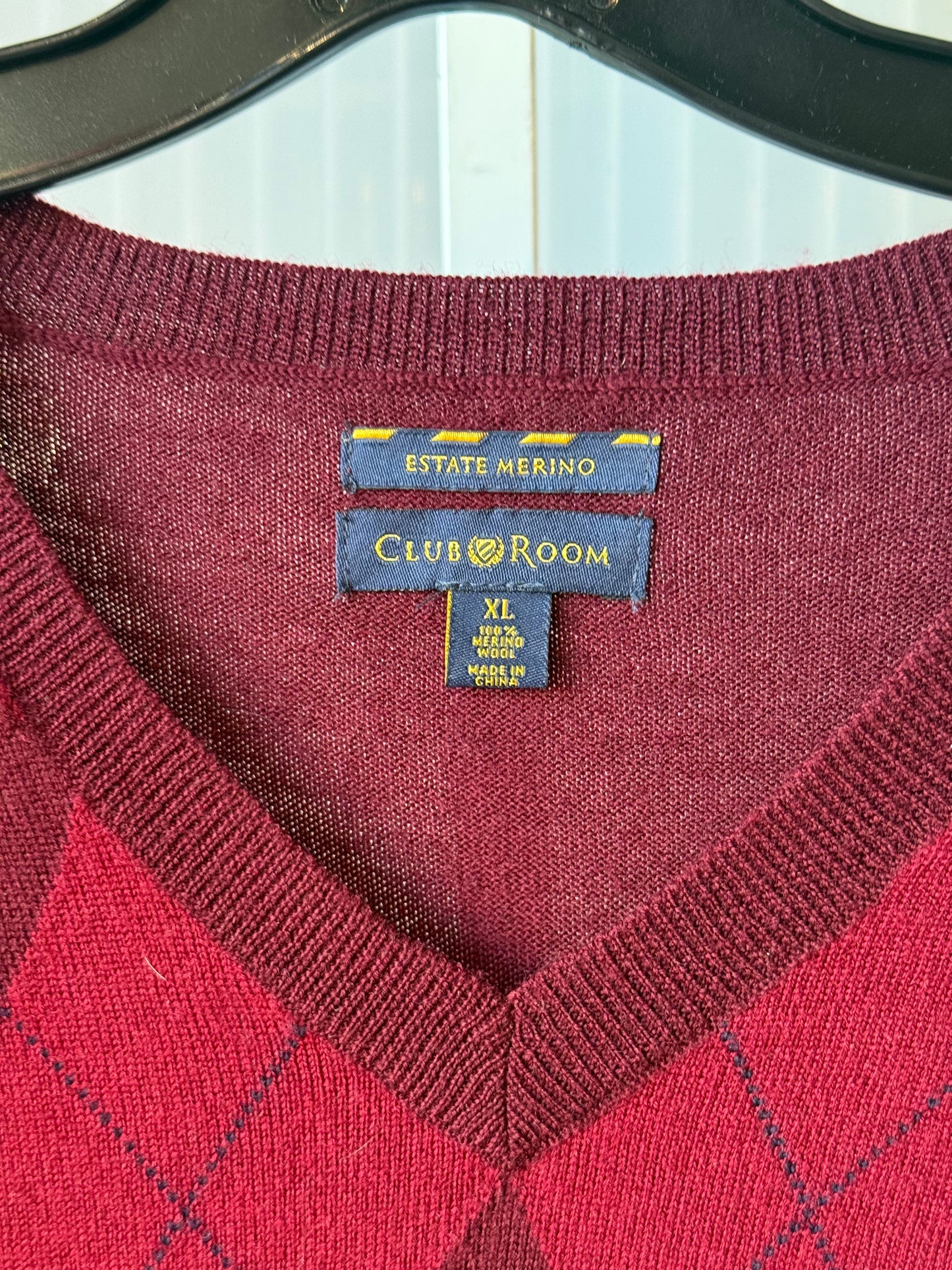 Red Merino Wool Argyle Sweater Vest