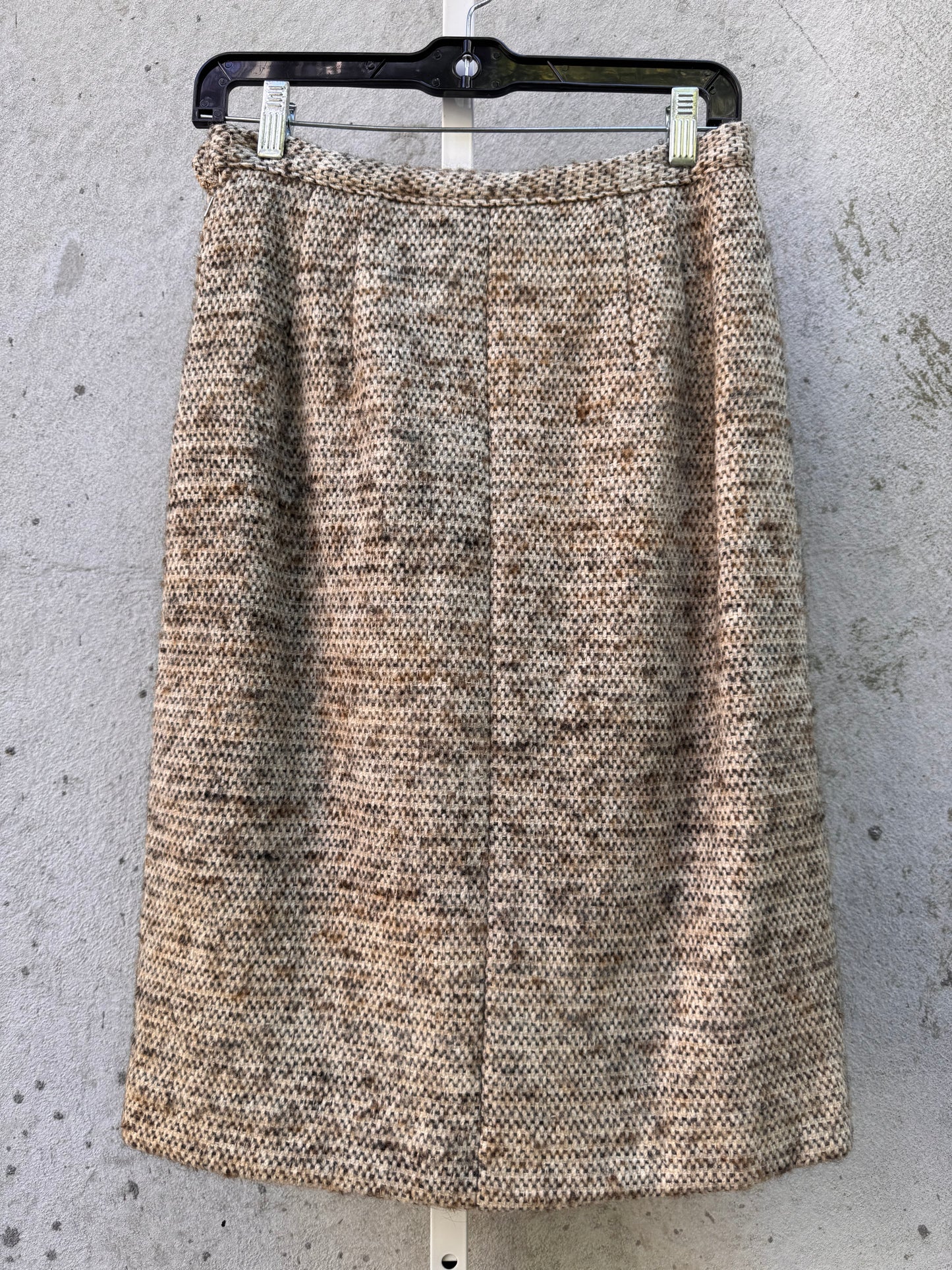 Wool Coat & Skirt Set with Fur Collar & Cuffs