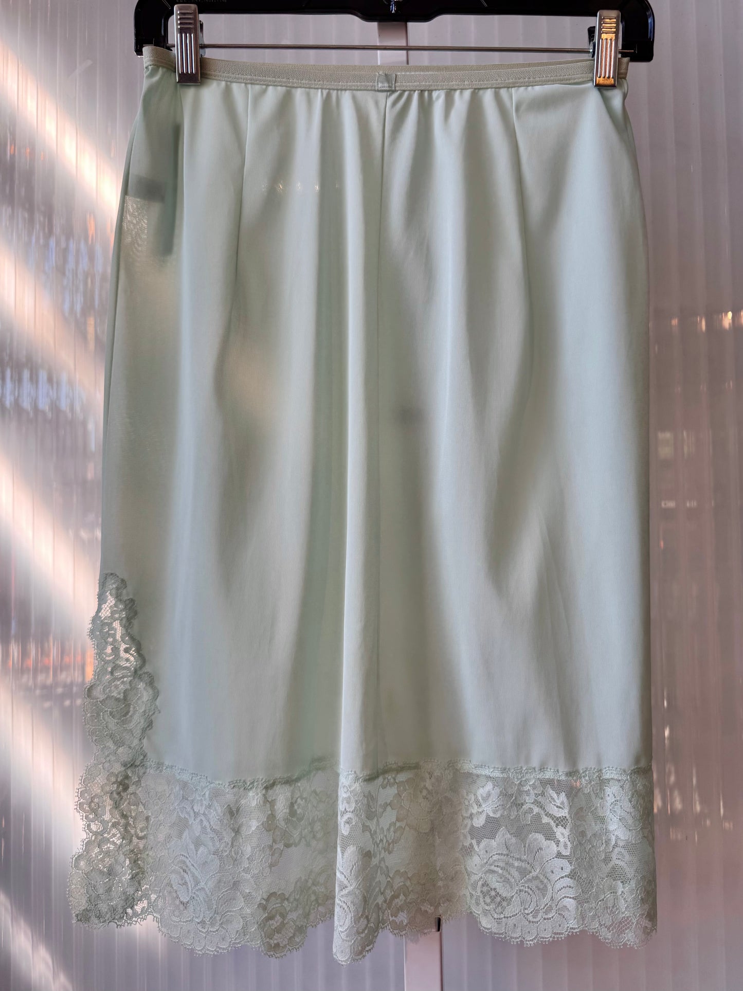 Mint Green Skirt Slip w/ Lace Hem