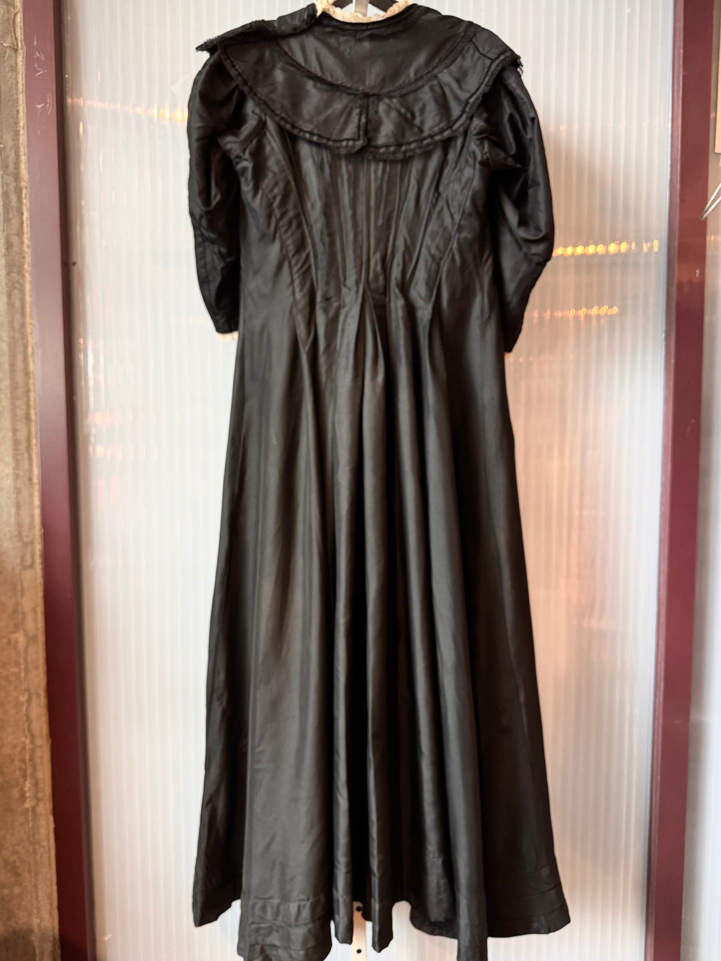 Late Victorian Black Dress With Boning