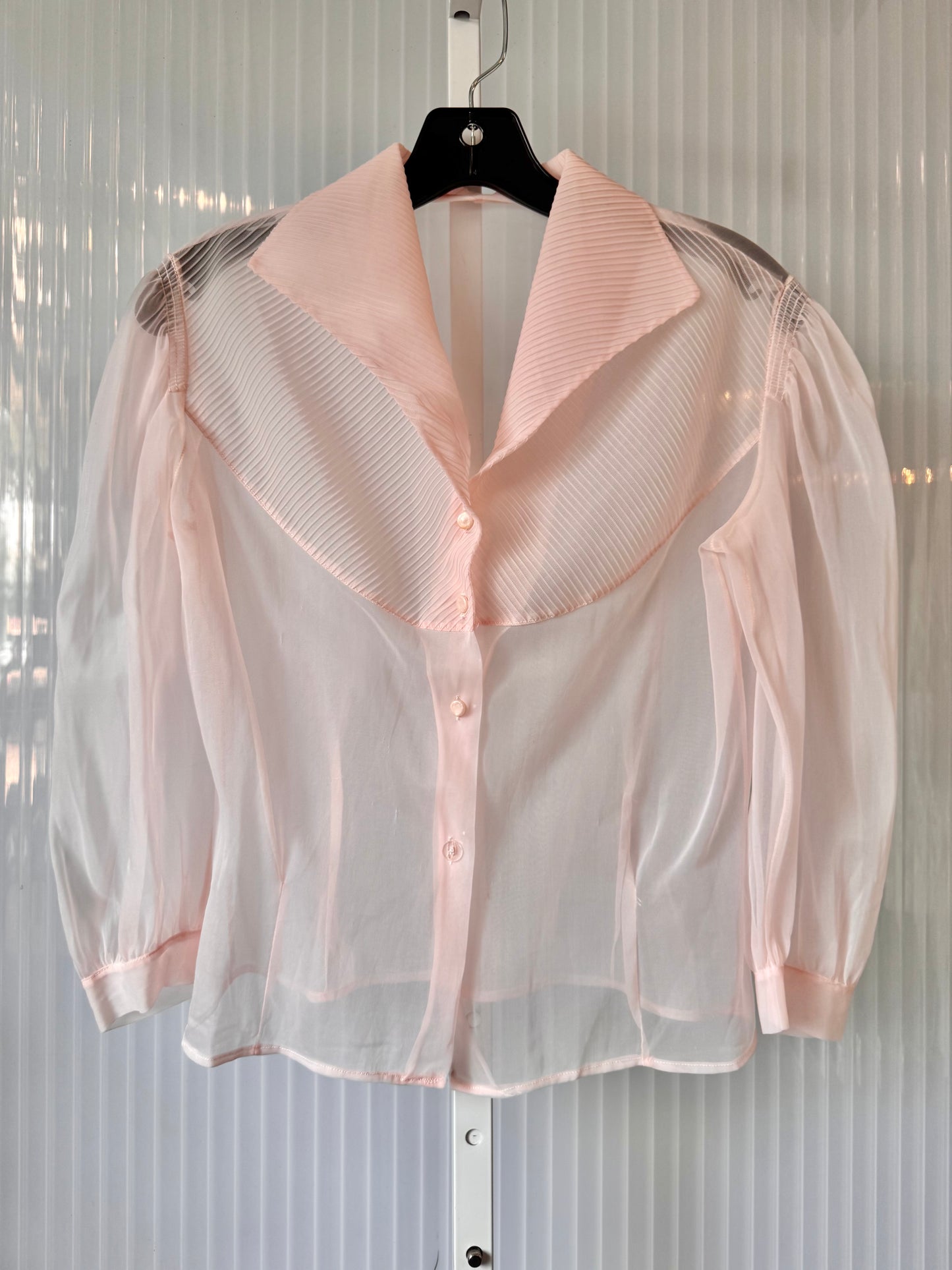 1940s Sheer Pink Blouse