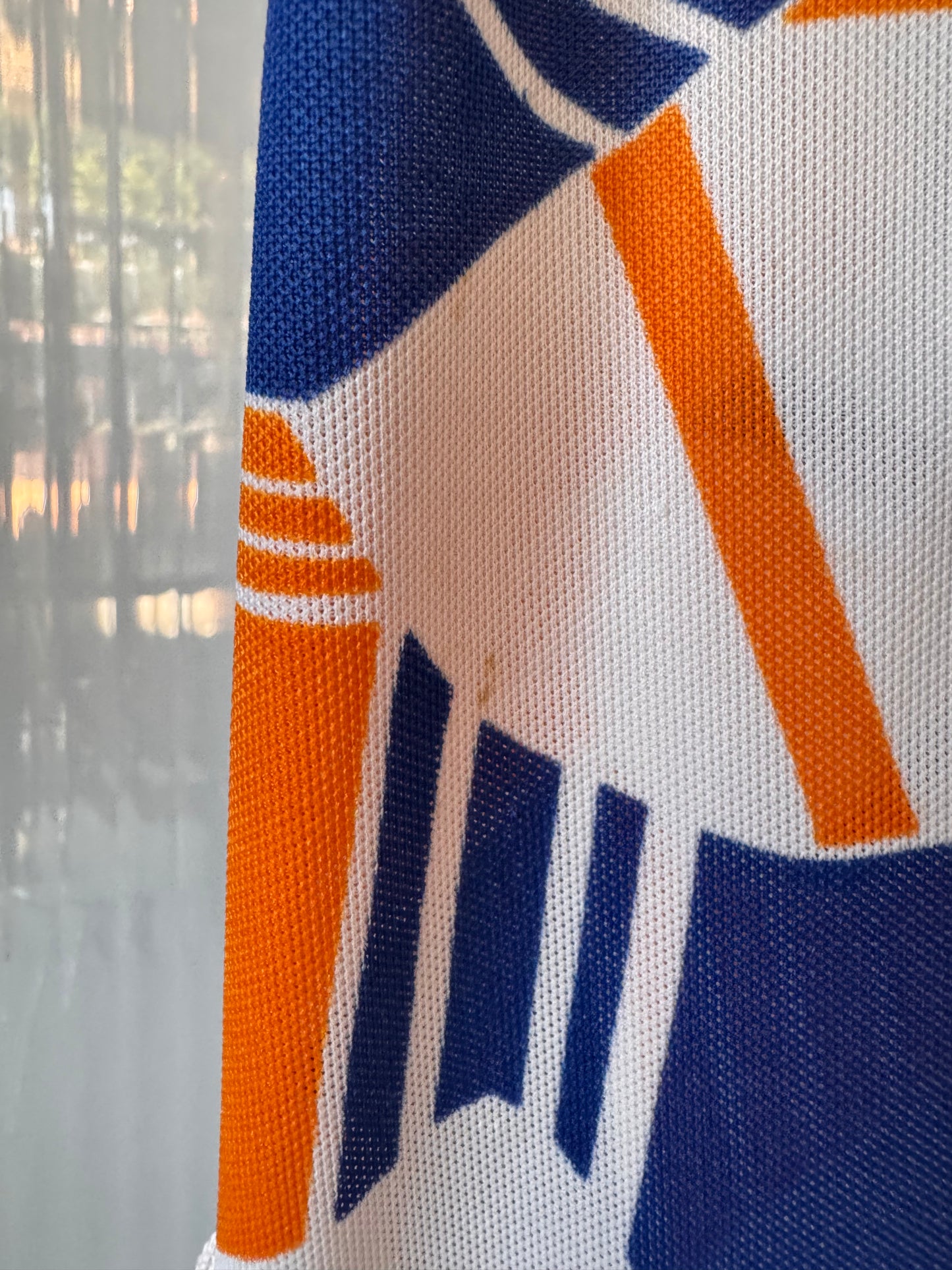 1960s Orange Blue & White Geometric Dress