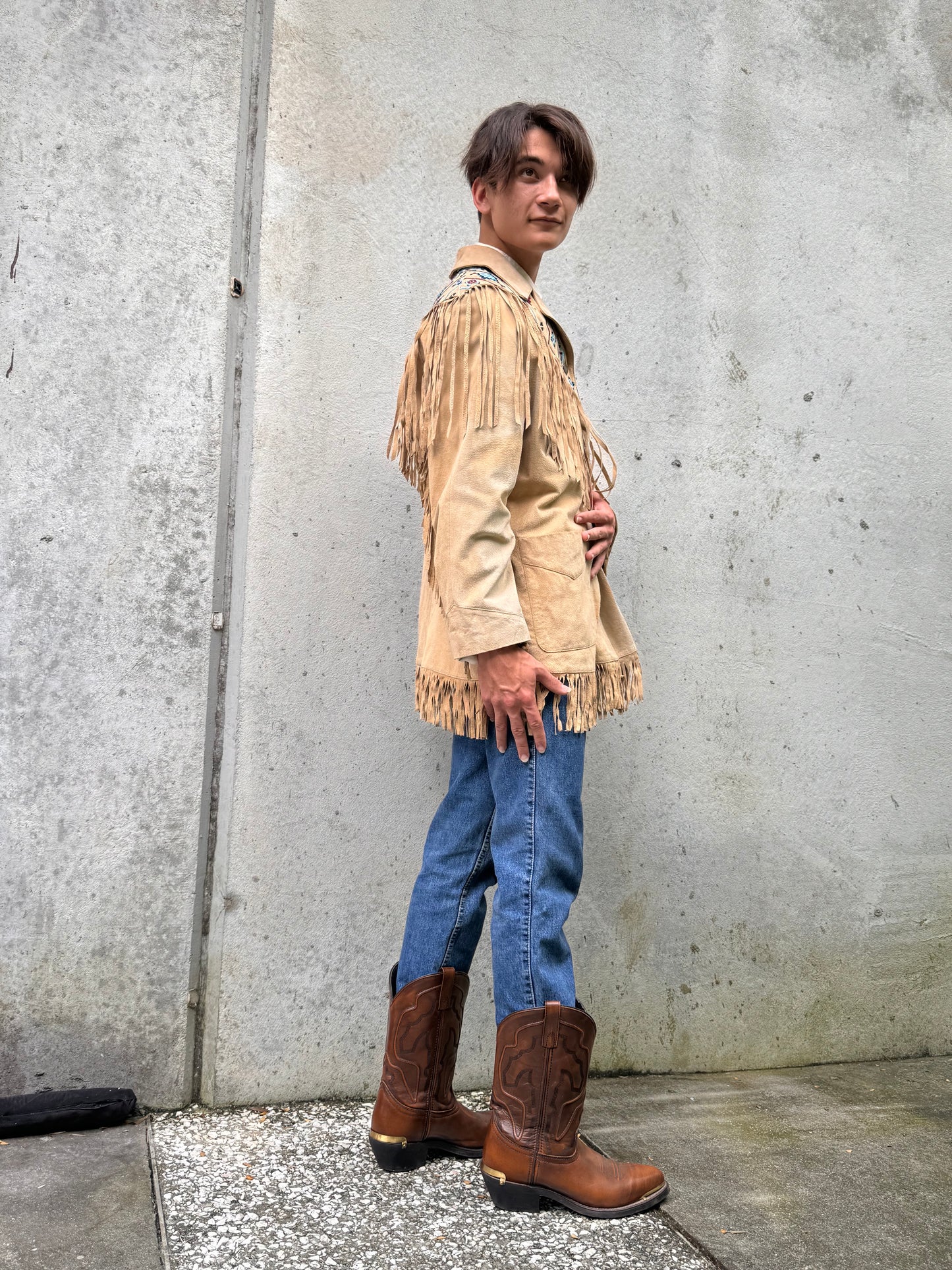 1990s Via Accenti Fringe Leather Jacket