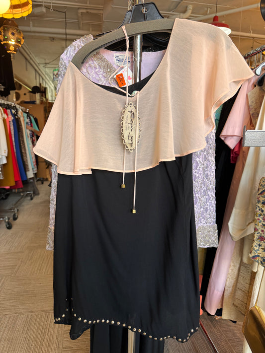 2000s Pink & Black One-Shoulder Blouse