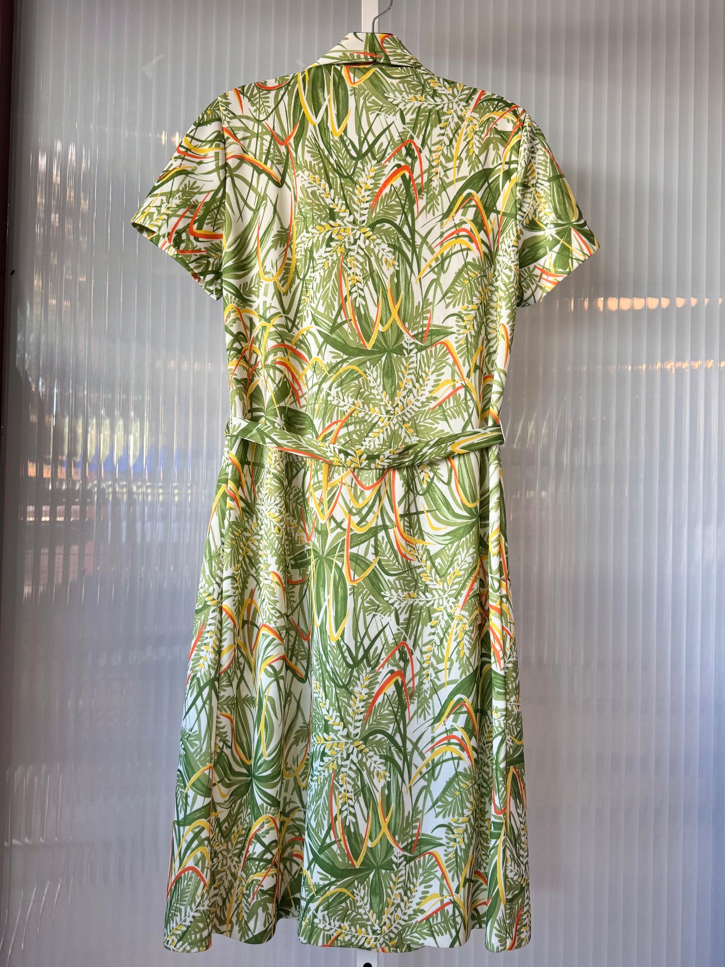 1970s Green Floral Dress