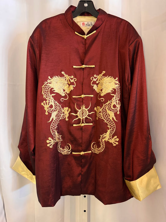 Burgundy & Gold Tai Chi Uniform Shirt