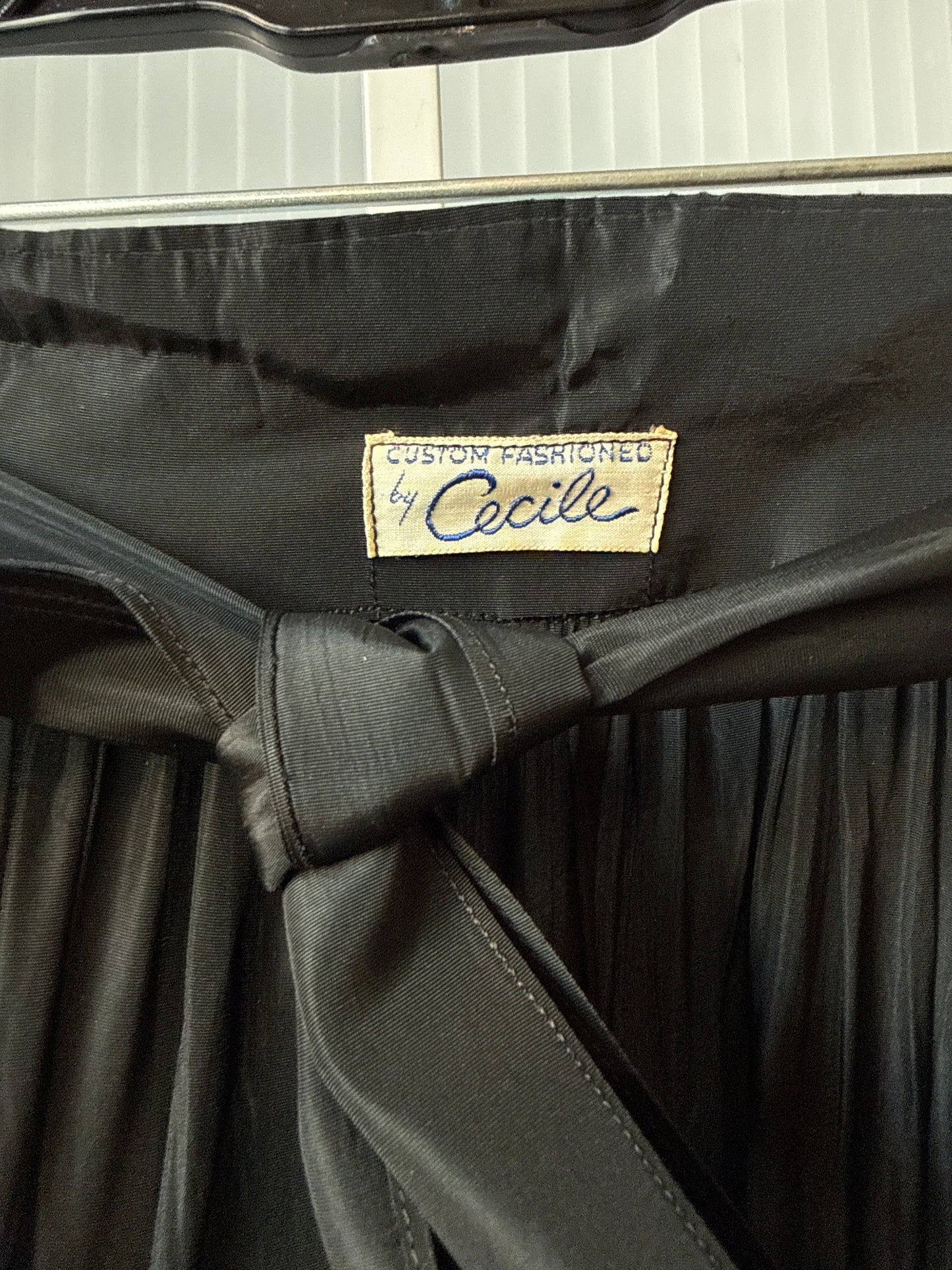 1950s Black Satin Apron w/ Butterfly Design