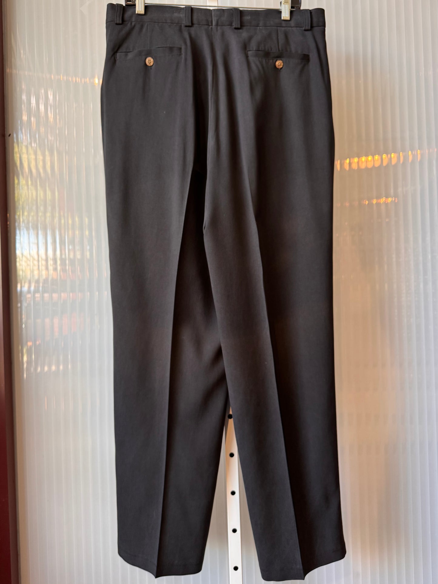 1980s Black Pleated Trousers