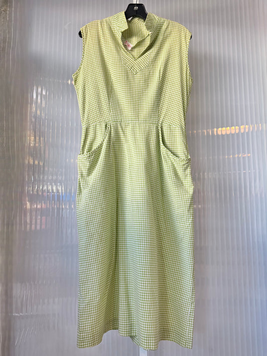 1960s Green Gingham Dress